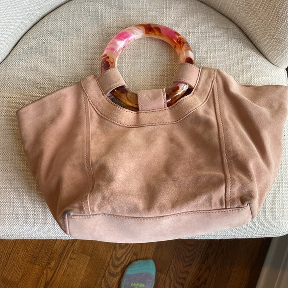 Suede Anthropologie pale pink purse - Picture 2 of 12